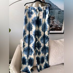 NWT Satin Watercolor effect Zara Pants